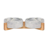 Ceramic Pet Bowl with Wooden Stand