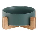 Ceramic Pet Bowl with Wooden Stand
