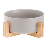 Ceramic Pet Bowl with Wooden Stand