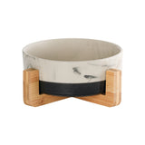 Ceramic Pet Bowl with Wooden Stand