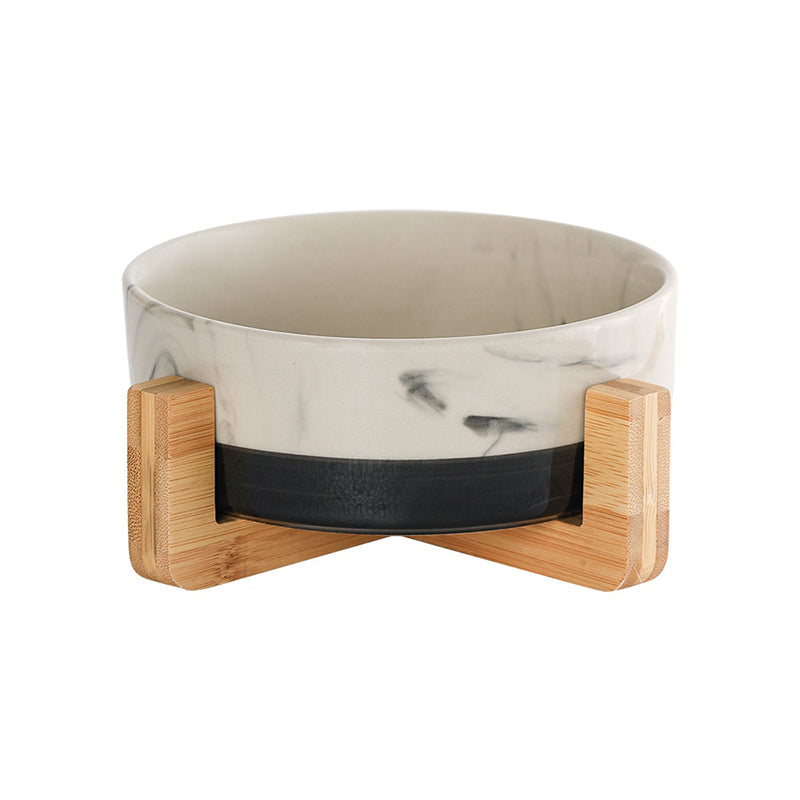 Ceramic Pet Bowl with Wooden Stand