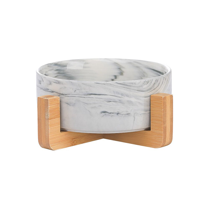 Ceramic Pet Bowl with Wooden Stand