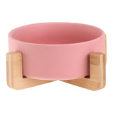 Ceramic Pet Bowl with Wooden Stand