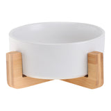 Ceramic Pet Bowl with Wooden Stand