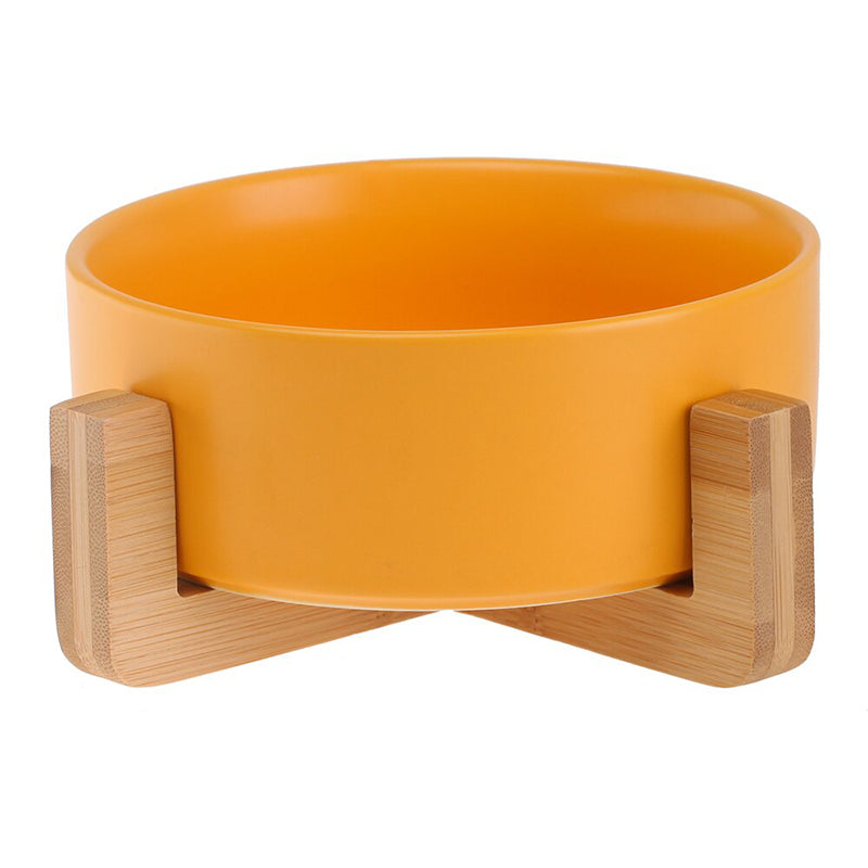 Ceramic Pet Bowl with Wooden Stand
