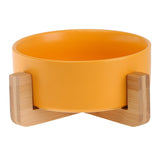 Ceramic Pet Bowl with Wooden Stand