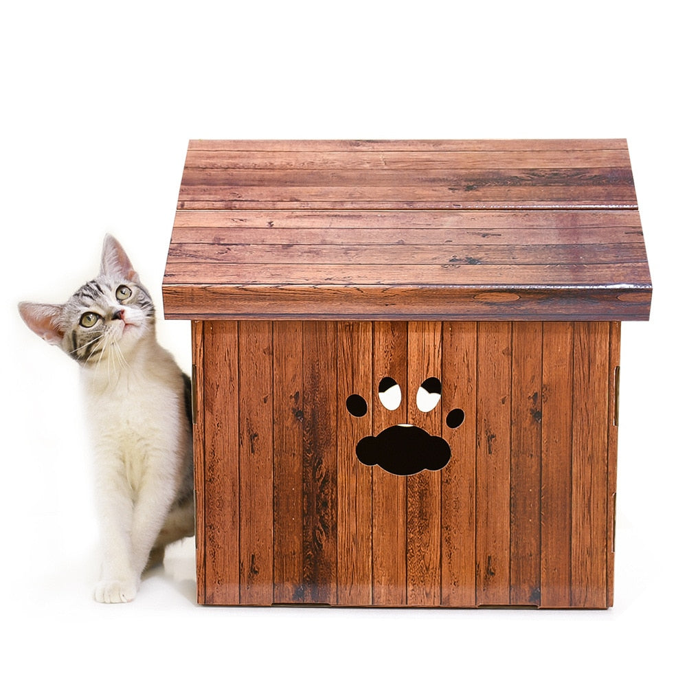 Foldable Pet House with Scratch Board