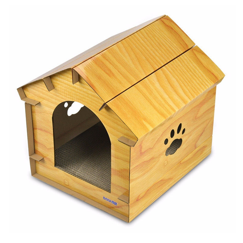 Foldable Pet House with Scratch Board